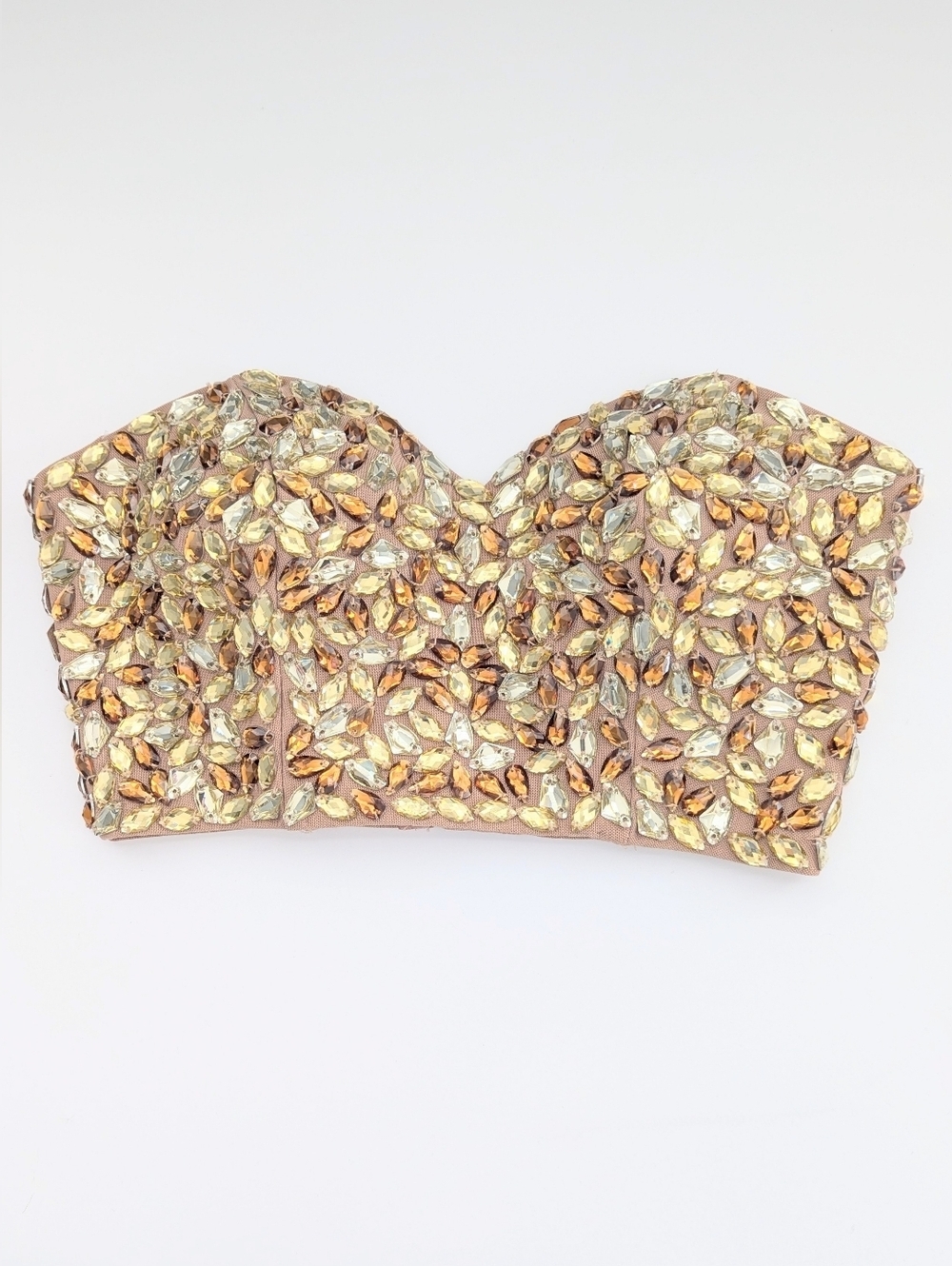 Guess Womens (XS) Beaded Rhinestone Crystal Embellished Strapless Bustier/Corset